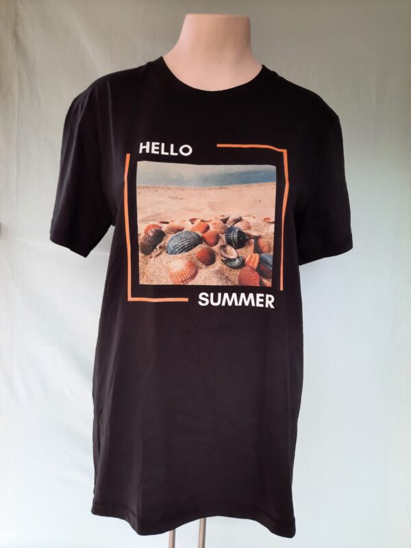 T-shirt hello summer zwart